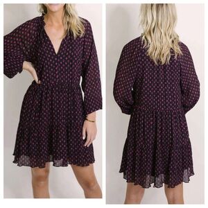 Lucy Paris Isola Tiered long sleeve dress size large